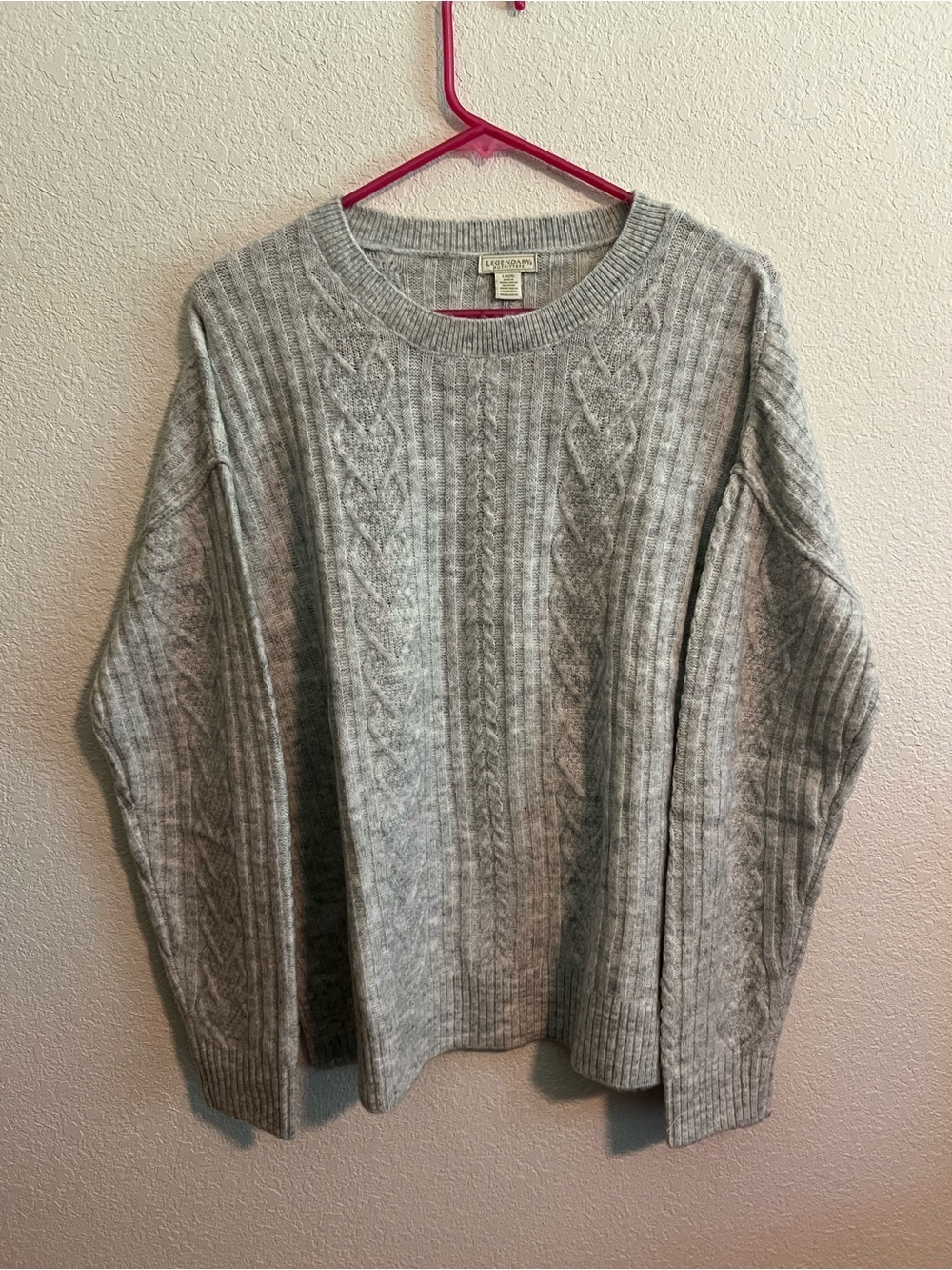 Legendary Ourfitters Gray Cable Knit Crewneck Sweater Size Large